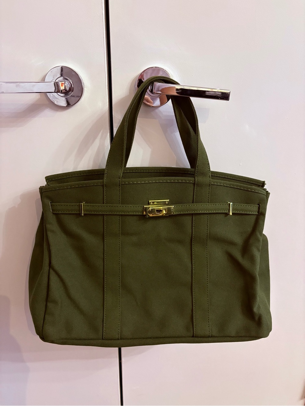 Brand new Olive 🫒 Green BOATKIN Birkin Canvas Tote Bag Gold Hardware